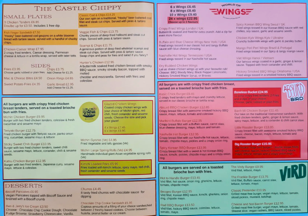 The Castle Menu The Castle Menu